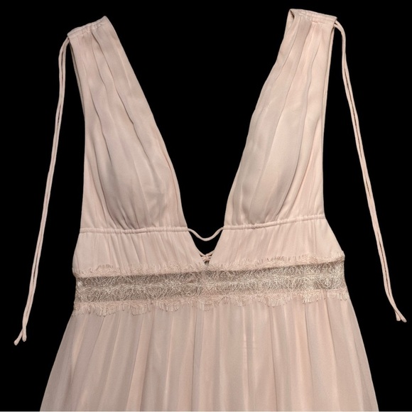 Watters Blush Inna Chiffon Deep V Bridesmaids Formal Dress US 12 - Picture 4 of 8